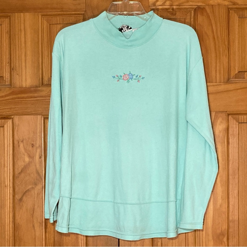 EUC Baby On Board Vintage 90s Top Long Sleeve Blouse Green Size M Medium